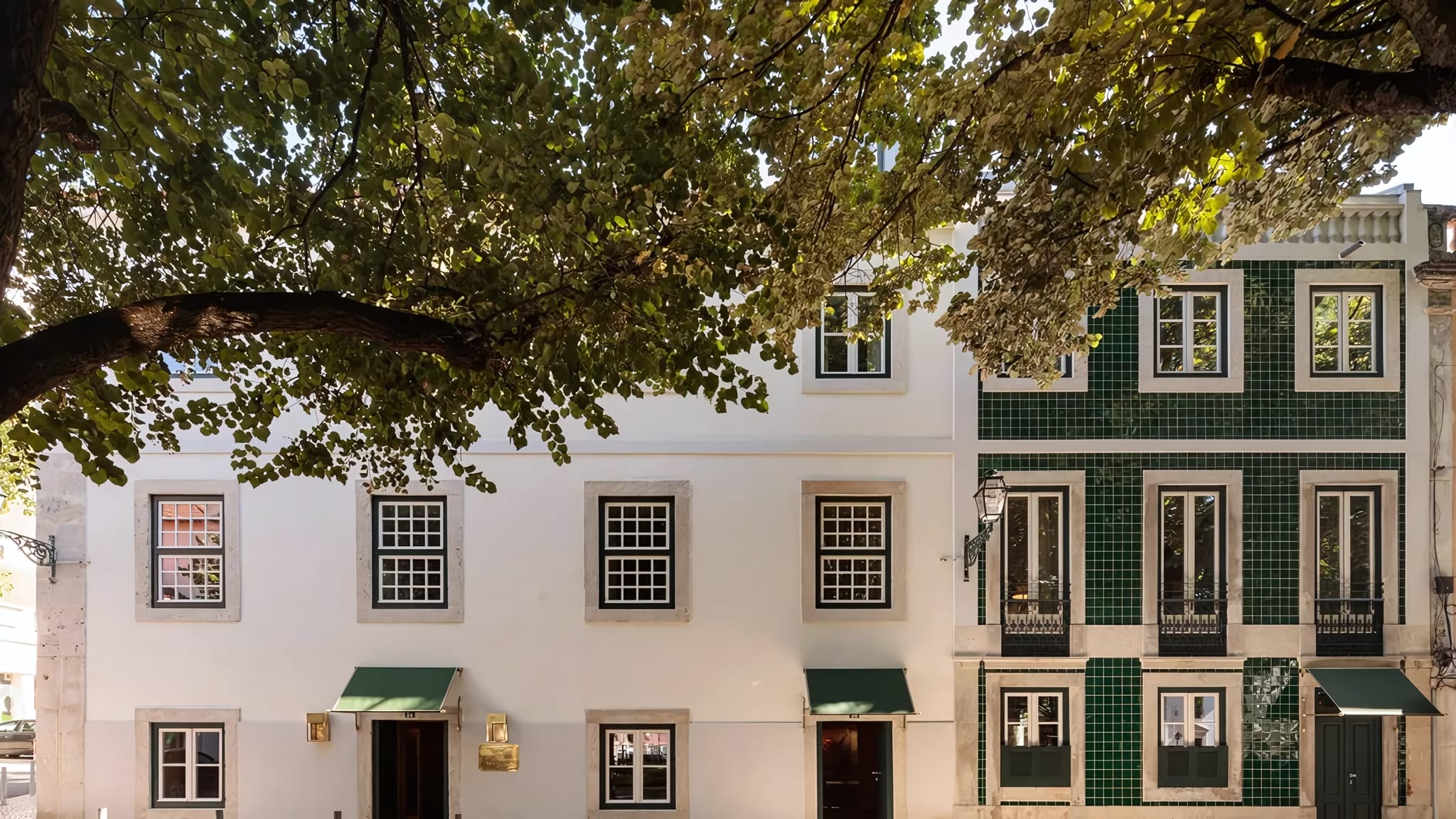 A townhouse pair reborn on a historic square