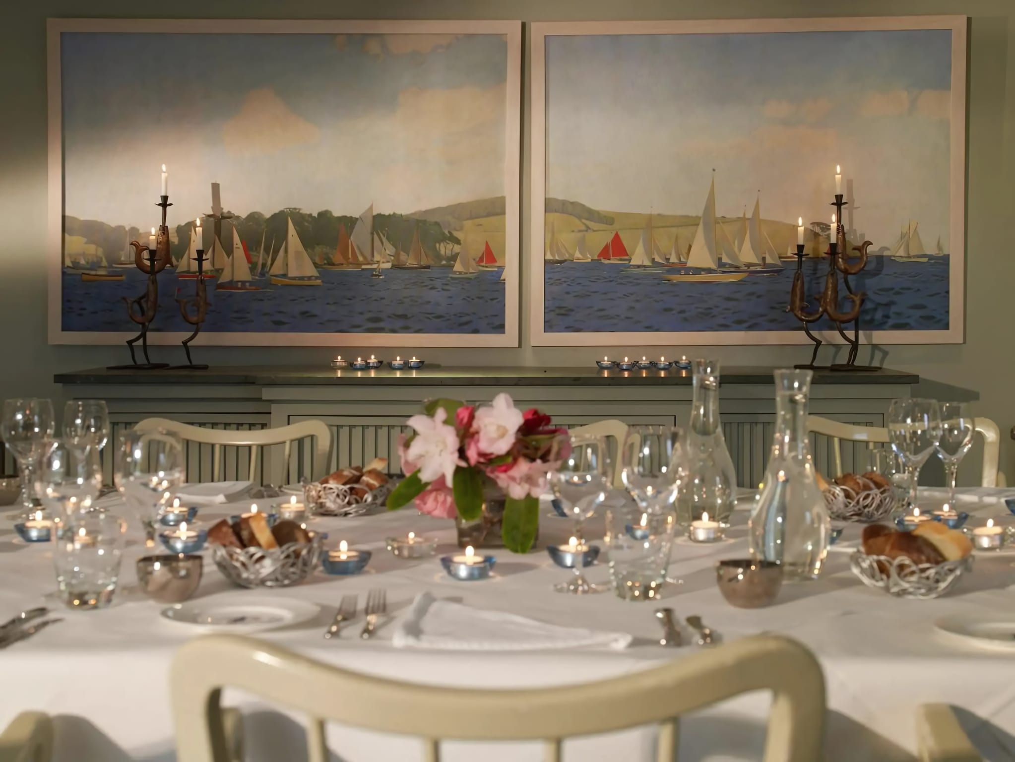 Mosaic-Floored Dining Room with Harbour Views