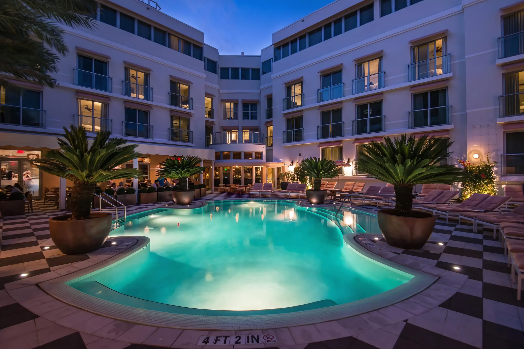 Signature Art Deco-style swimming pool
