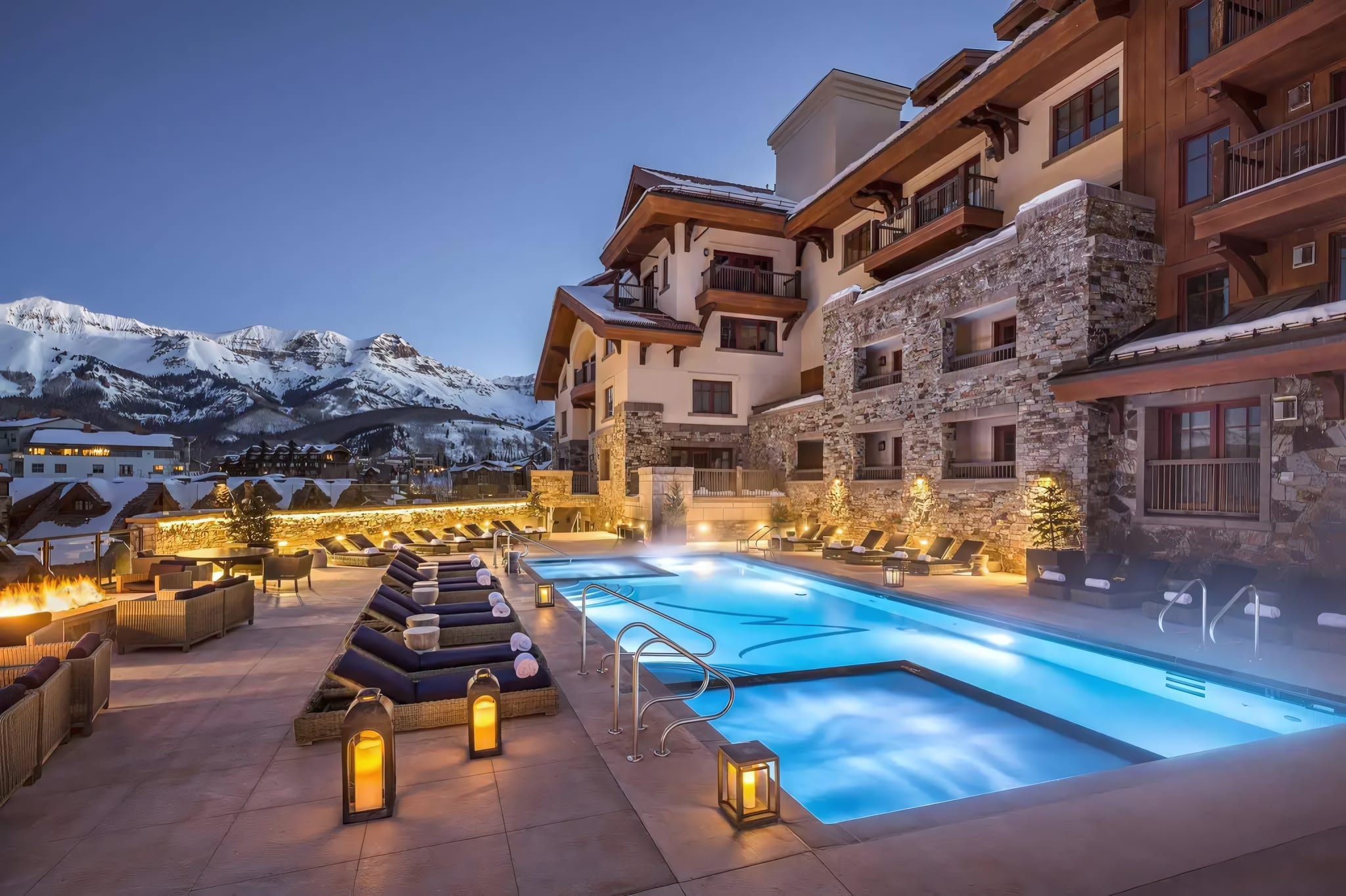 Rooftop pool beneath the peaks
