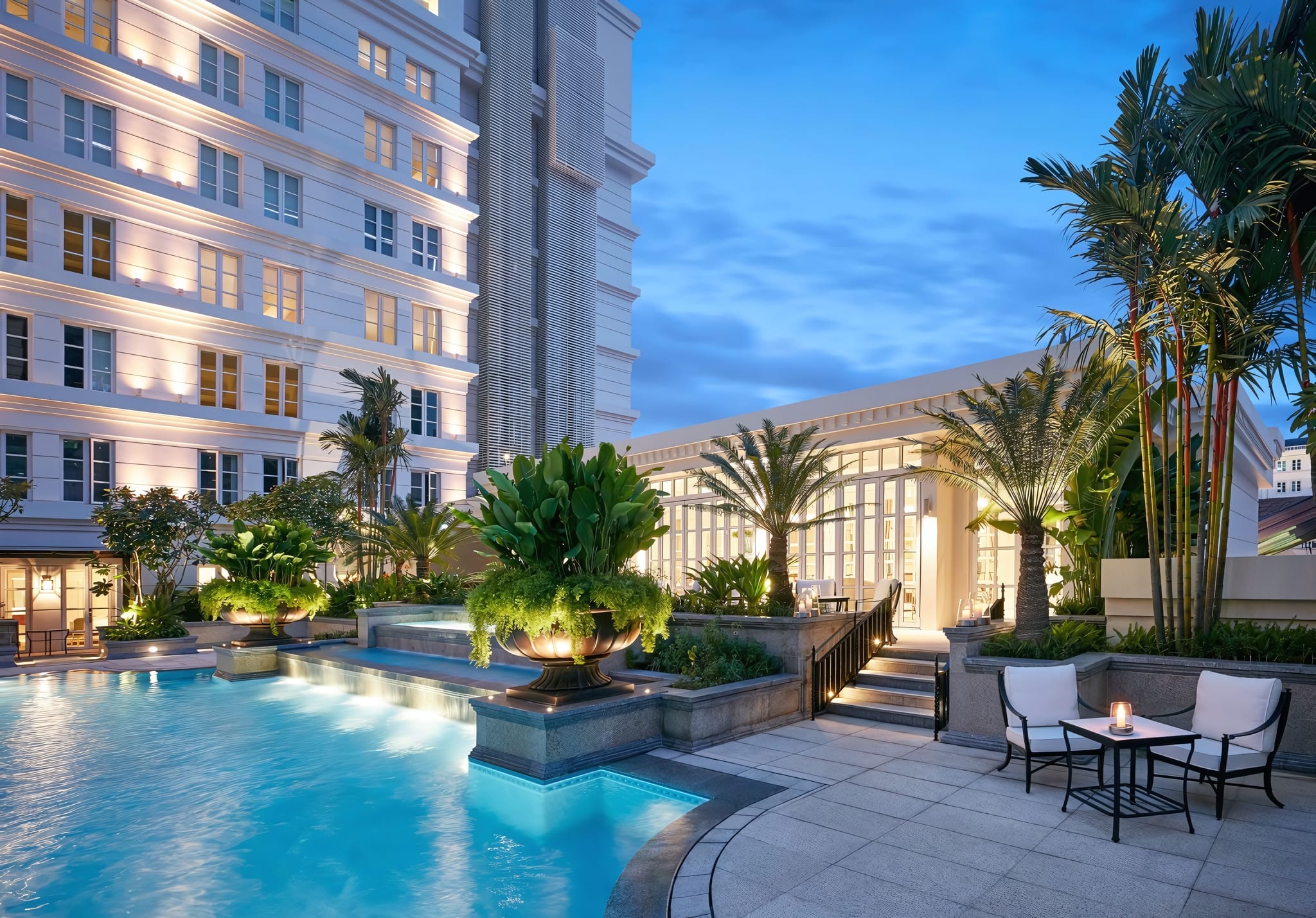 A Garden-Set Outdoor Pool